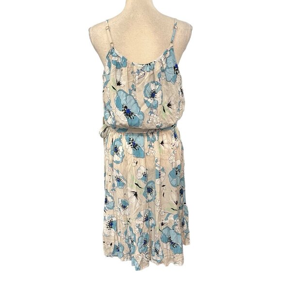 Calvin Klein Dress Womens 12 Blue Floral A Lined Tiered Tropical Vacation Beach - Picture 1 of 12